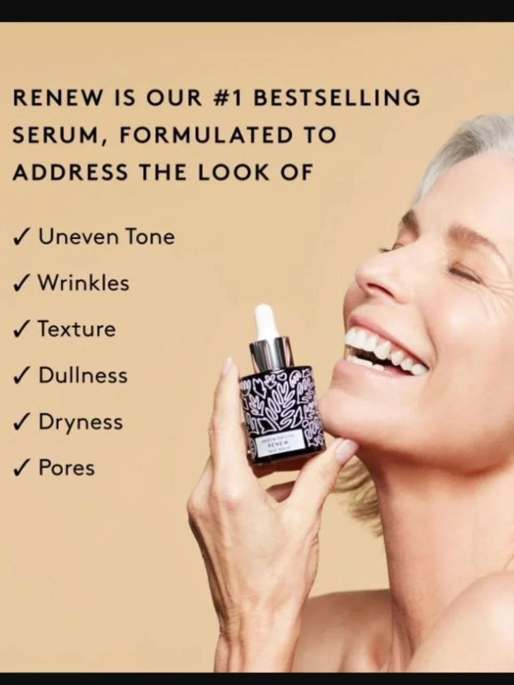 NEW Naked & Thriving Renew Resurfacing Night Serum, Hyaluronic Ferulic Acid 30mL